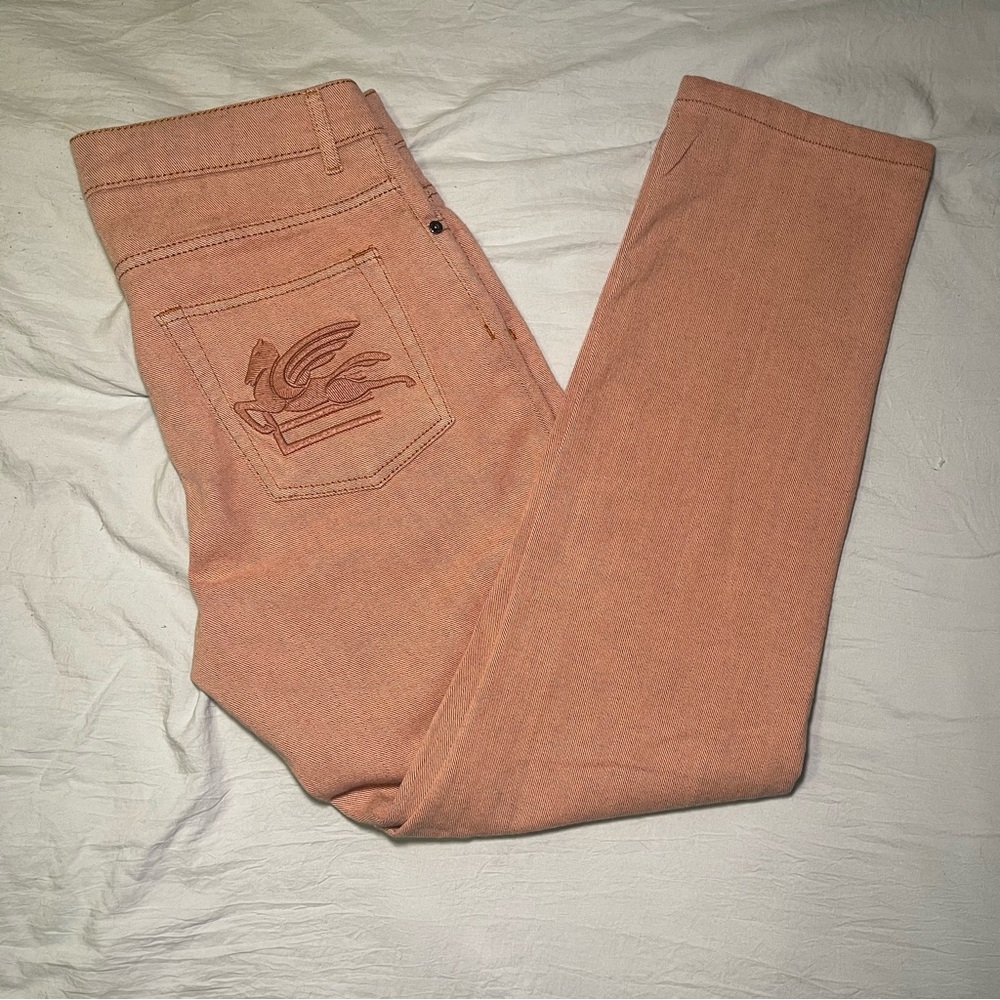 Etro Pegaso-Embroidered Mid-Rise Men’s Jeans Size 31